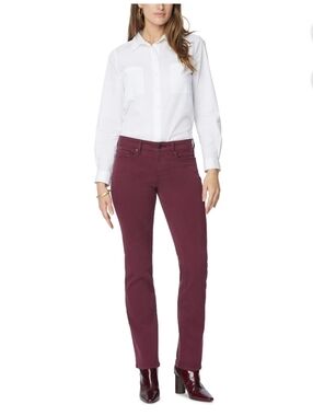 NYDJ Marilyn Straight-Leg Jeans in Burgundy